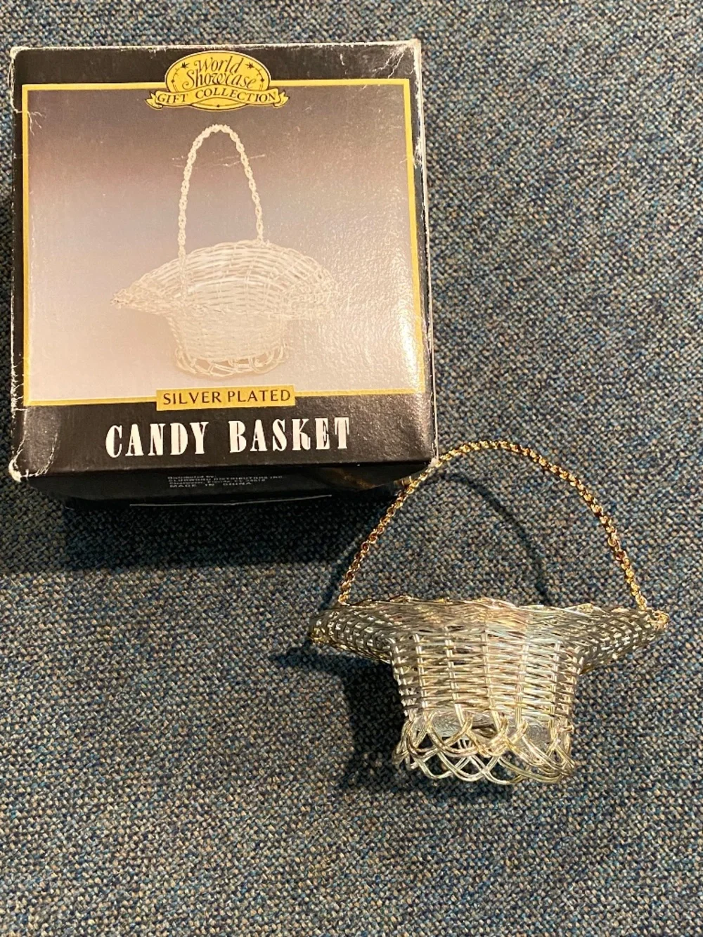 🗑️ 2 Silver Wire Baskets Small Candy Oval Fruit with Handles, Metal Basketweave